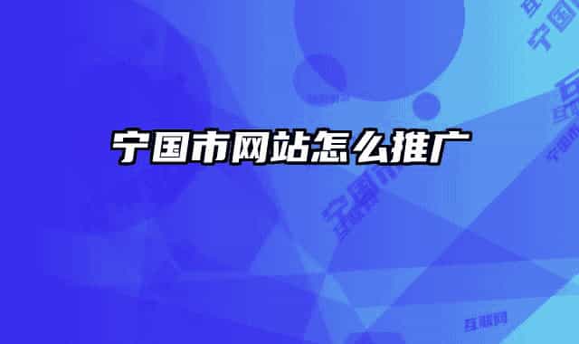 寧國市網(wǎng)站怎么推廣